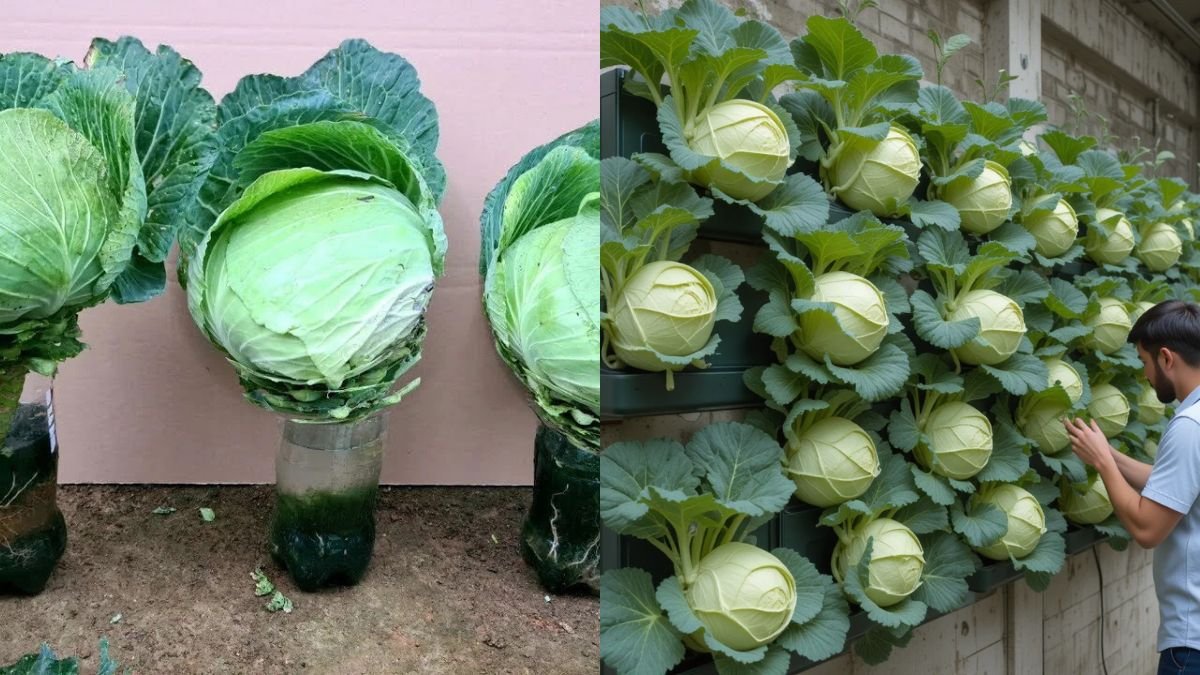 Housewives’ Dream Cabbage Garden — Grow Fresh Cabbage in Plastic Bottles at Home