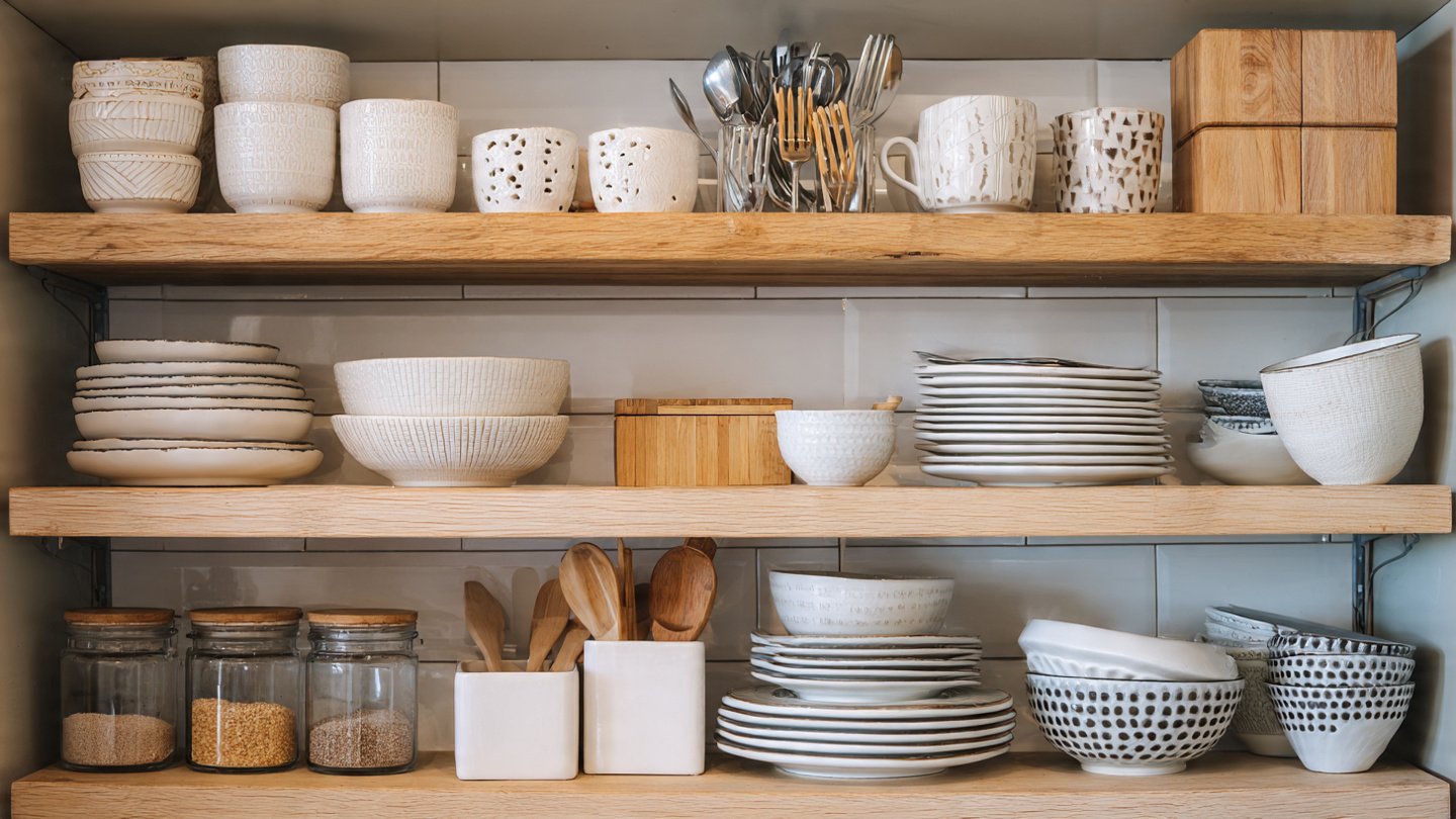 Organize Your Kitchen Shelves with This Simple Trick